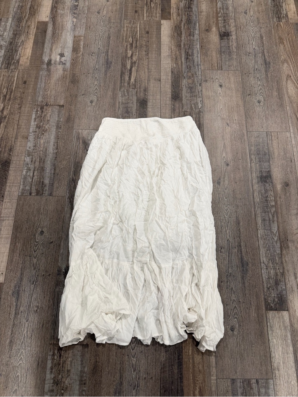aerie white Crinkled Midi Skirt